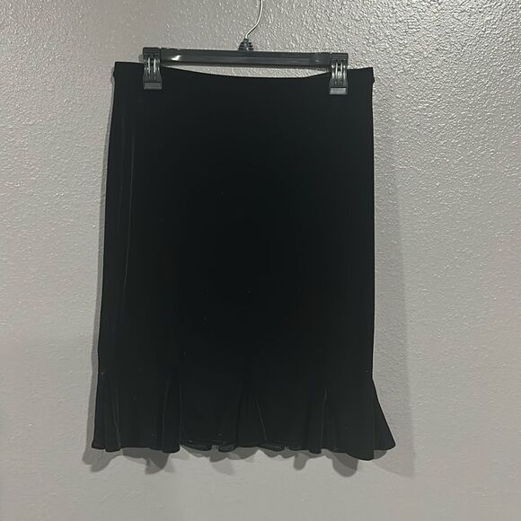 Express Vintage Velvet Peplum Hem Black Skirt S - Picture 1 of 4